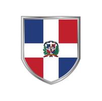 Bandera de República Dominicana con marco de escudo de metal vector