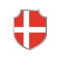 Flag of Denmark with metal shield frame vector