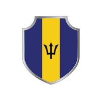 Flag of Barbados with metal shield frame vector