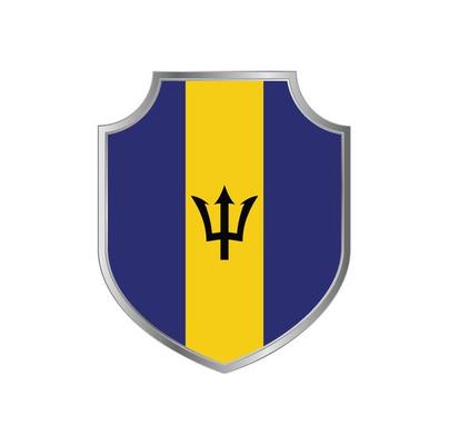 Flag of Barbados with metal shield frame