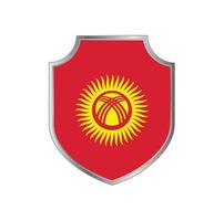 Flag of Kyrgyzstan with metal shield frame vector