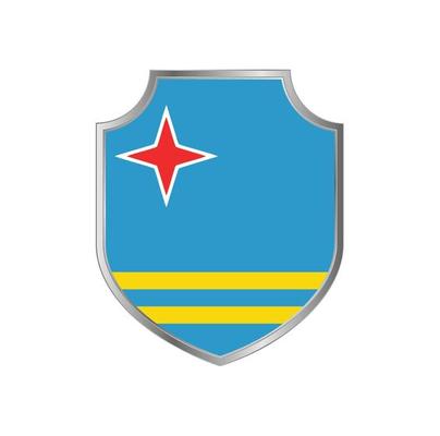 Flag of Aruba with metal shield frame