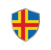 Flag of Aland Islands with silver frame vector