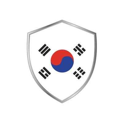 Flag of South Korea with silver frame