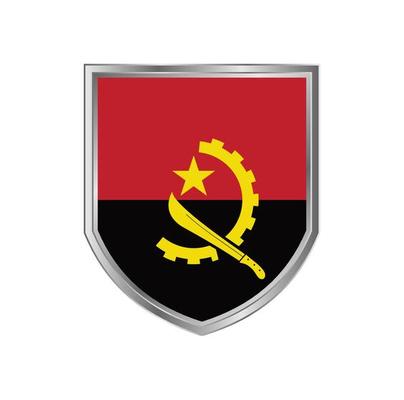 Flag Of Angola with metal shield frame