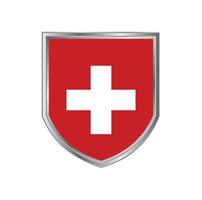 Flag Of Switzerland with Metal Shield Frame vector