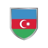 Bandera de Azerbaiyán con marco de escudo de metal vector