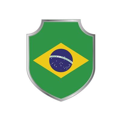 Flag of Brazil with metal shield frame