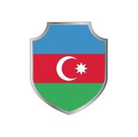 Bandera de Azerbaiyán con marco de escudo de metal vector