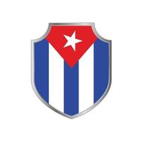 Flag of Cuba with metal shield frame vector