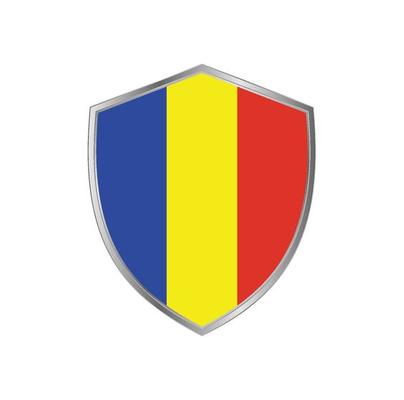 Flag of Romania or Chad with silver frame