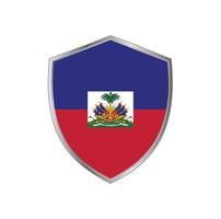 Flag of Haiti with silver frame vector