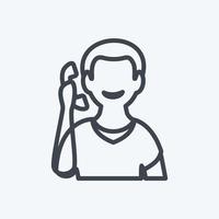 Talking on phone Icon in trendy line style isolated on soft blue background vector