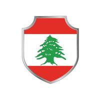 Flag of Lebanon with metal shield frame vector