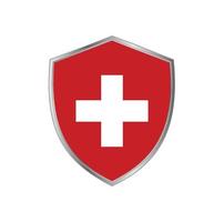 Flag of Switzerland with silver frame vector