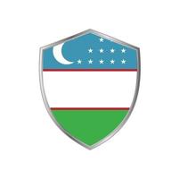 bandera de uzbekistán con marco plateado vector