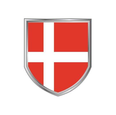 Flag Of Denmark with metal shield frame