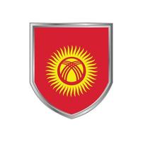 Flag Of Kyrgyzstan with Metal Shield Frame vector