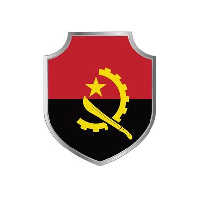 Flag of Angola with metal shield frame