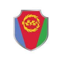 bandera de eritrea con marco de escudo de metal vector