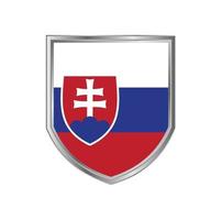 Flag Of Slovakia with Metal Shield Frame vector