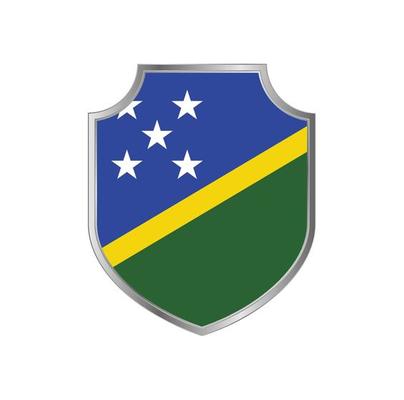 Flag of Solomon Islands with metal shield frame