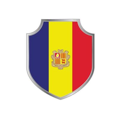 Flag of Andorra with metal shield frame