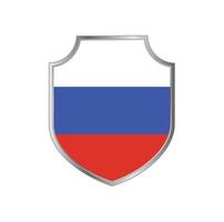 Flag of Russia with metal shield frame vector