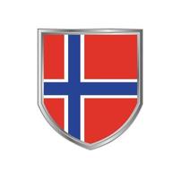 Flag Of Norway with metal shield frame vector