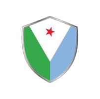 bandera de djibouti con marco plateado vector