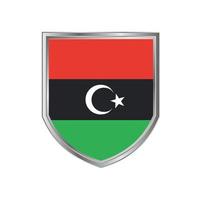 Flag Of Libya with metal shield frame vector