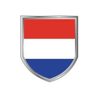 Bandera de Holanda con marco de escudo de metal vector