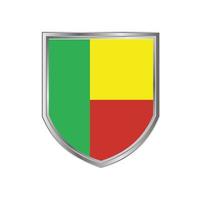 Flag Of Benin with metal shield frame vector