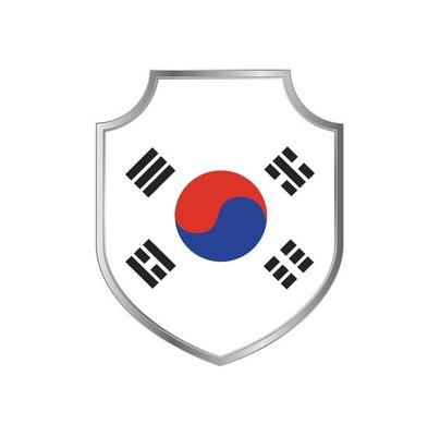 Flag of South Korea with metal shield frame