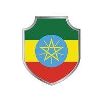 Bandera de Etiopía con marco de escudo de metal vector