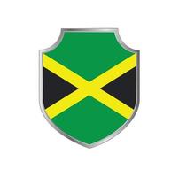 bandera de jamaica con marco de escudo de metal vector