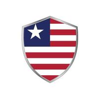 Flag of Liberia with silver frame vector