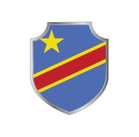 Flag of Republic Congo with metal shield frame vector