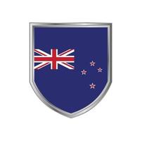 Flag Of New Zealand with metal shield frame vector