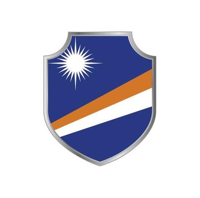 Flag of Marshall Islands with metal shield frame