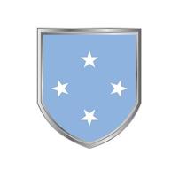 Flag Of Micronesia with Metal Shield Frame vector