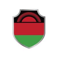 bandera de malawi con marco de escudo de metal vector