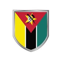 Flag of Mozambique with metal shield frame vector