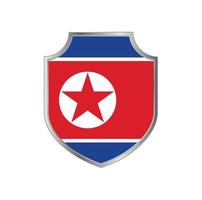 Flag of North Korea with metal shield frame vector