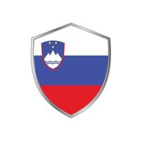 bandera de eslovenia con marco plateado vector