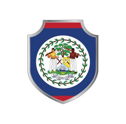 Flag of Belize with metal shield frame