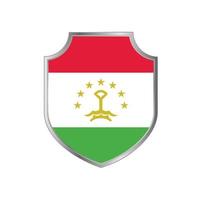 bandera de tayikistán con marco de escudo de metal vector