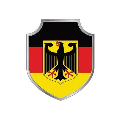 Flag of Germany with metal shield frame