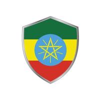 Flag of Ethiopia with silver frame vector