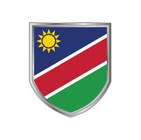 Bandera de Namibia con marco de escudo de metal vector